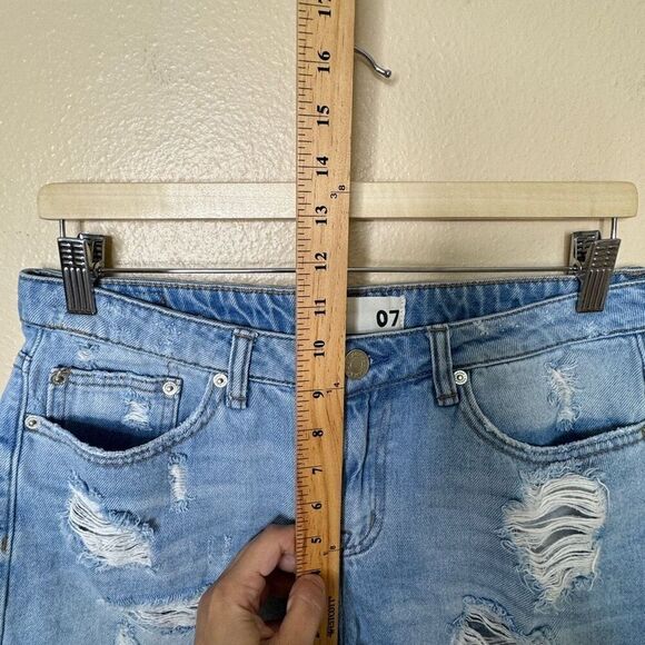 Garage Shorts Women's 7 blue Boyfriend Denim Distressed - Picture 7 of 12